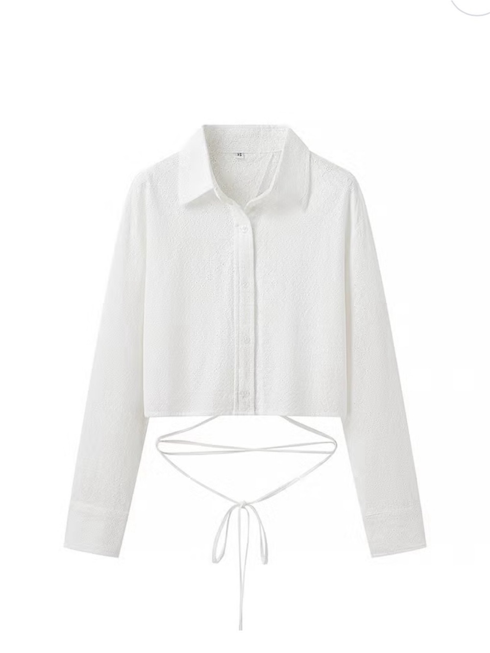 ZARA White Eyelet Cropped Wrap Tie Top XS NWT